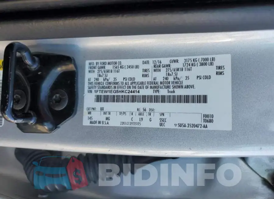 1FTEW1EG5HKC24414 Photo# 10