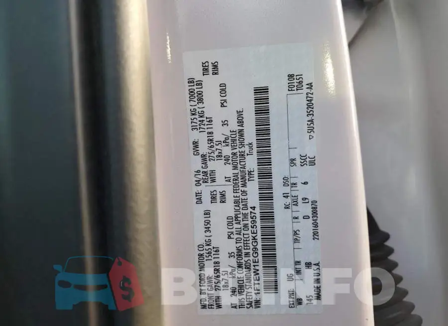 1FTEW1EG9GKE59574 Photo# 10