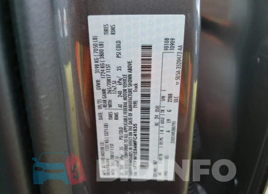 1FTFW1E84MFC41835 Photo# 10