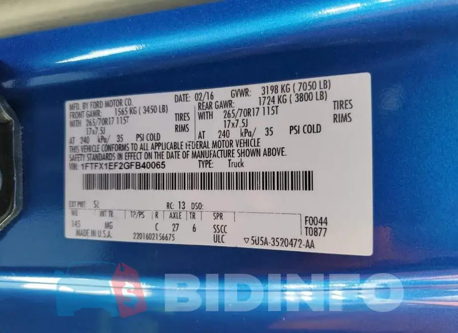 1FTFX1EF2GFB40065 Photo# 10