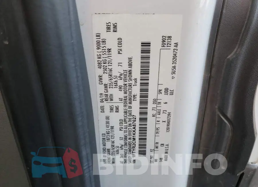 1FTYR2CM1KKA87627 Photo# 13