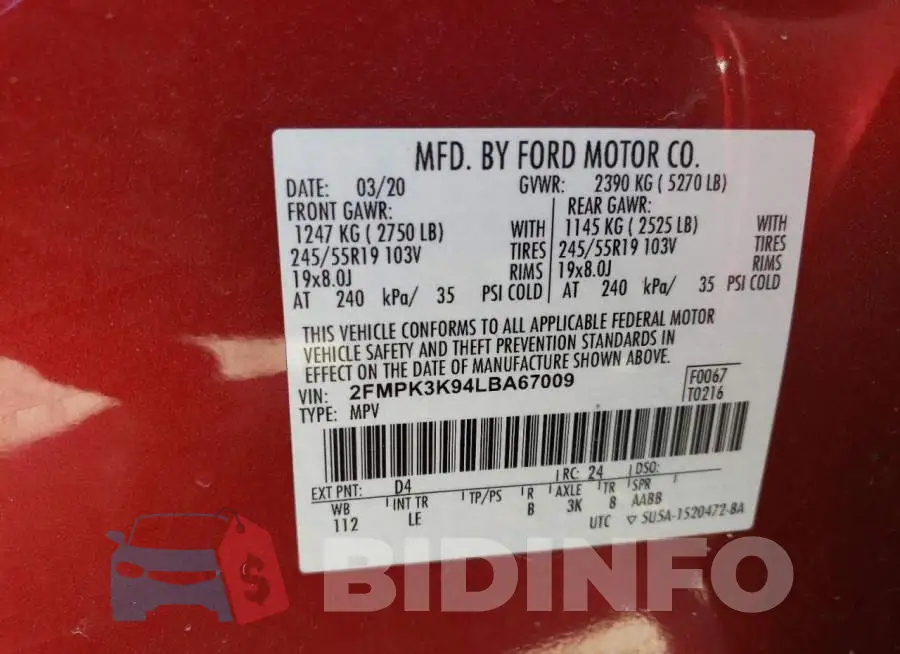 2FMPK3K94LBA67009 Photo# 10