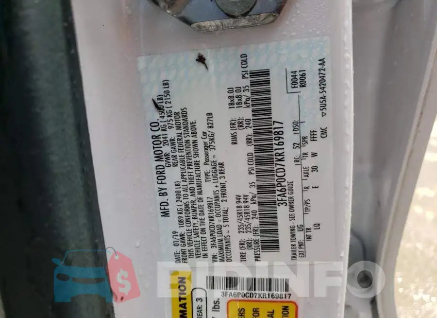 3FA6P0CD7KR169817 Photo# 10