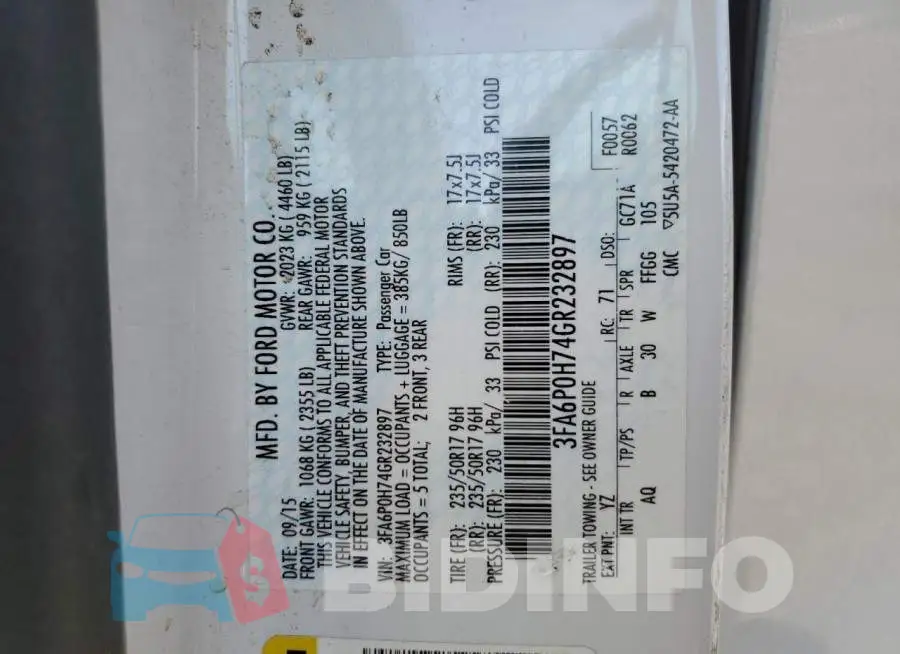3FA6P0H74GR232897 Photo# 10