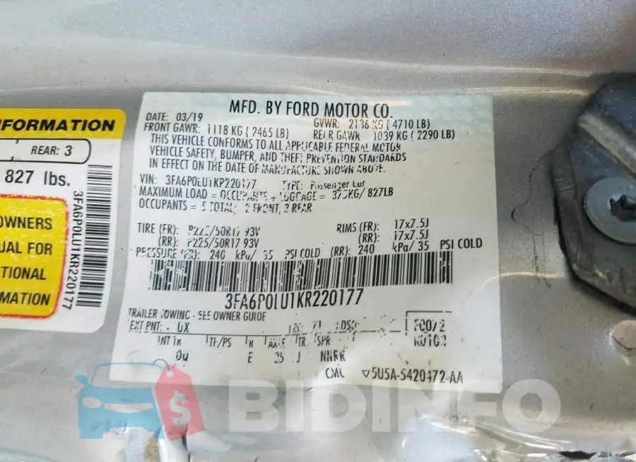 3FA6P0LU1KR220177 Photo# 10