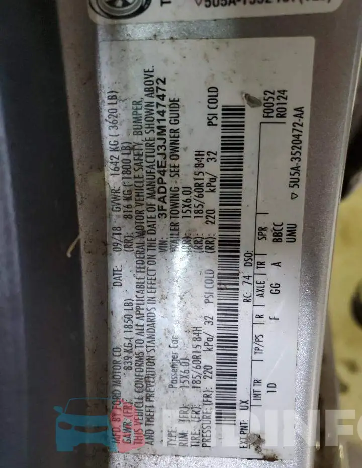 3FADP4EJ3JM147472 Photo# 10