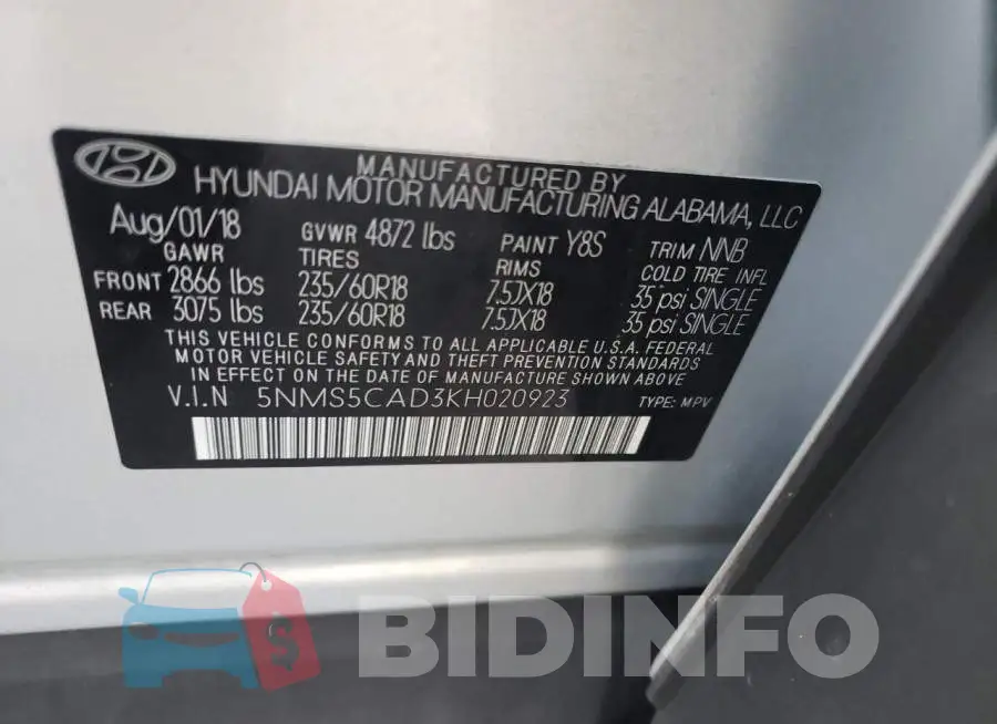 5NMS5CAD3KH020923 Photo# 10