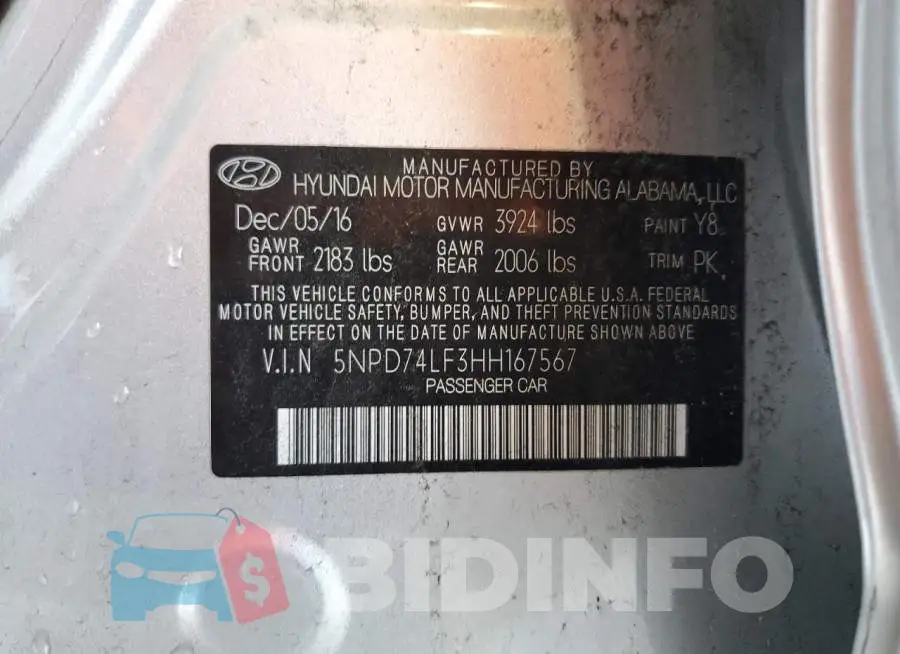 5NPD74LF3HH167567 Photo# 10
