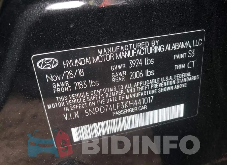 5NPD74LF3KH441017 Photo# 10
