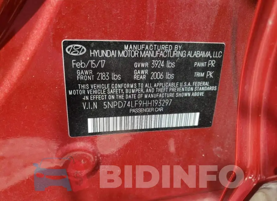 5NPD74LF9HH193297 Photo# 10