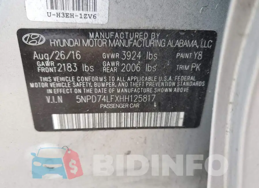 5NPD74LFXHH125817 Photo# 10