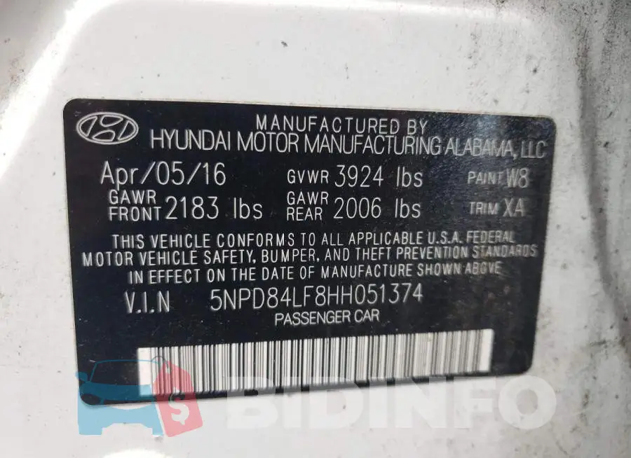 5NPD84LF8HH051374 Photo# 10