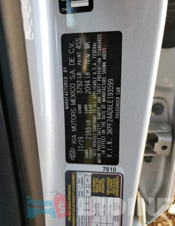 3KPF24AD6LE193599 Photo# 10