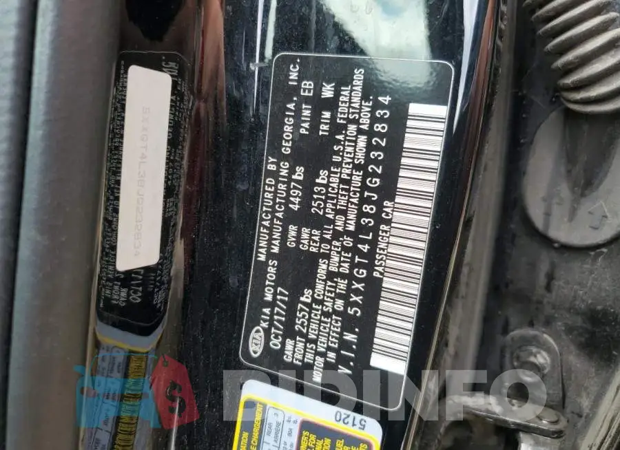 5XXGT4L38JG232834 Photo# 10