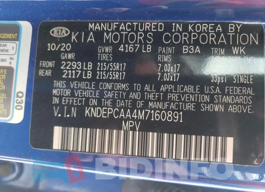 KNDEPCAA4M7160891 Photo# 10