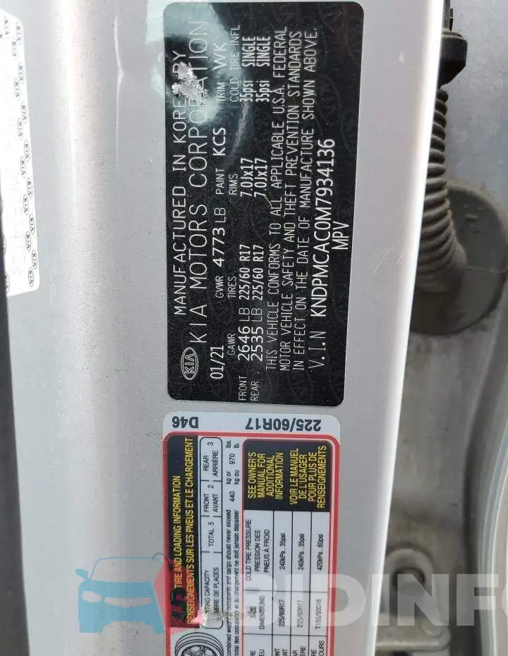 KNDPMCAC0M7934136 Photo# 12