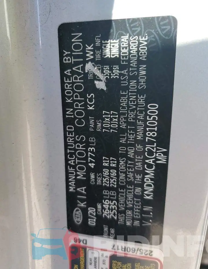 KNDPMCAC2L7810500 Photo# 10