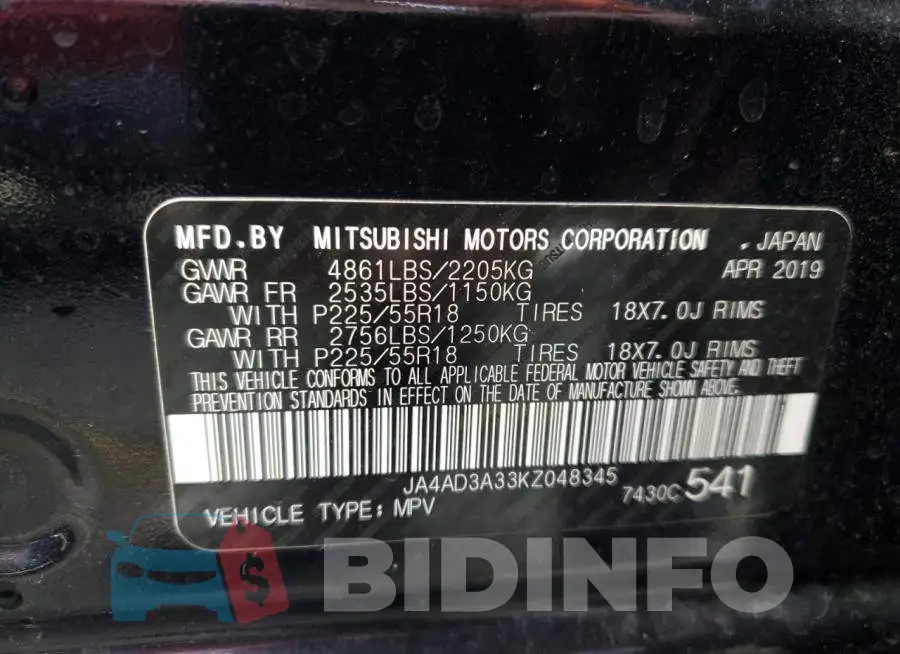 JA4AD3A33KZ048345 Photo# 10