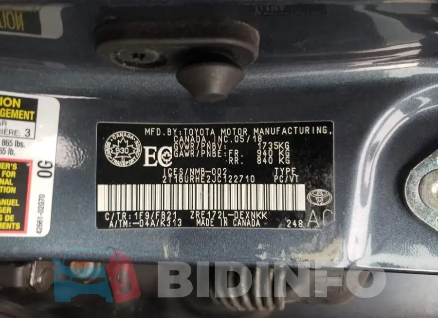 2T1BURHE2JC122710 Photo# 10
