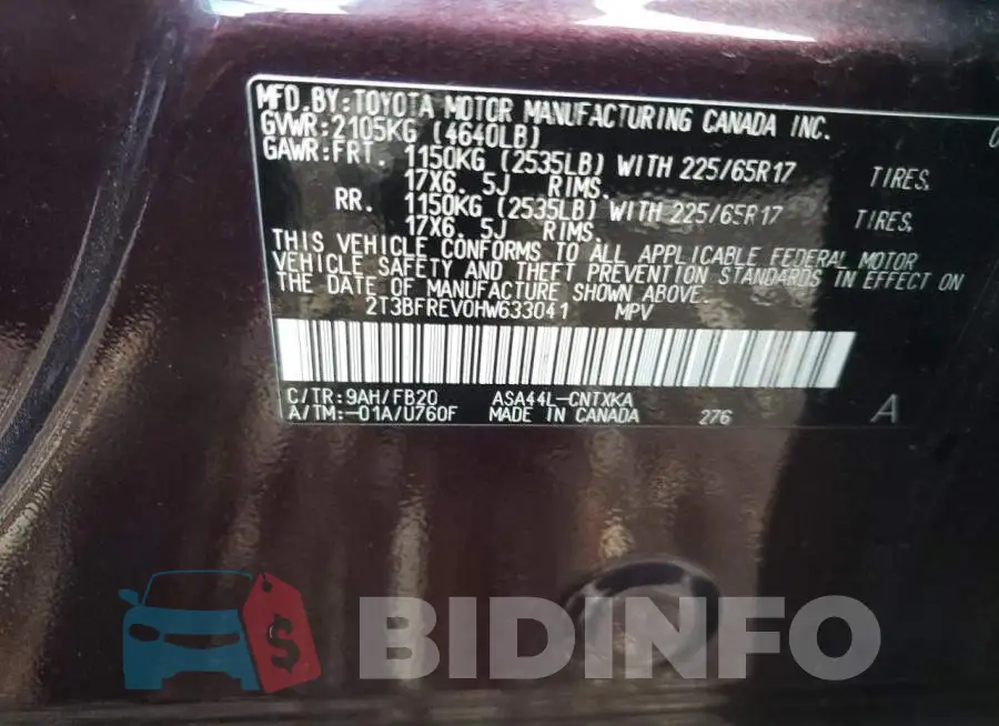 2T3BFREV0HW633041 Photo# 10