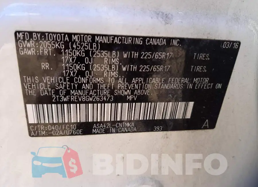 2T3WFREV8GW263473 Photo# 10