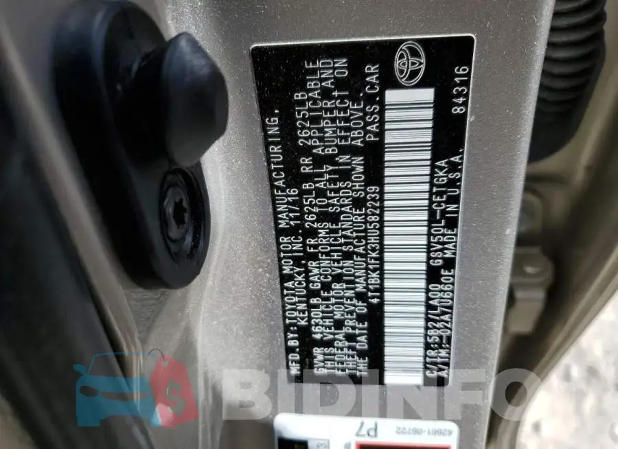 4T1BK1FK3HU582239 Photo# 10
