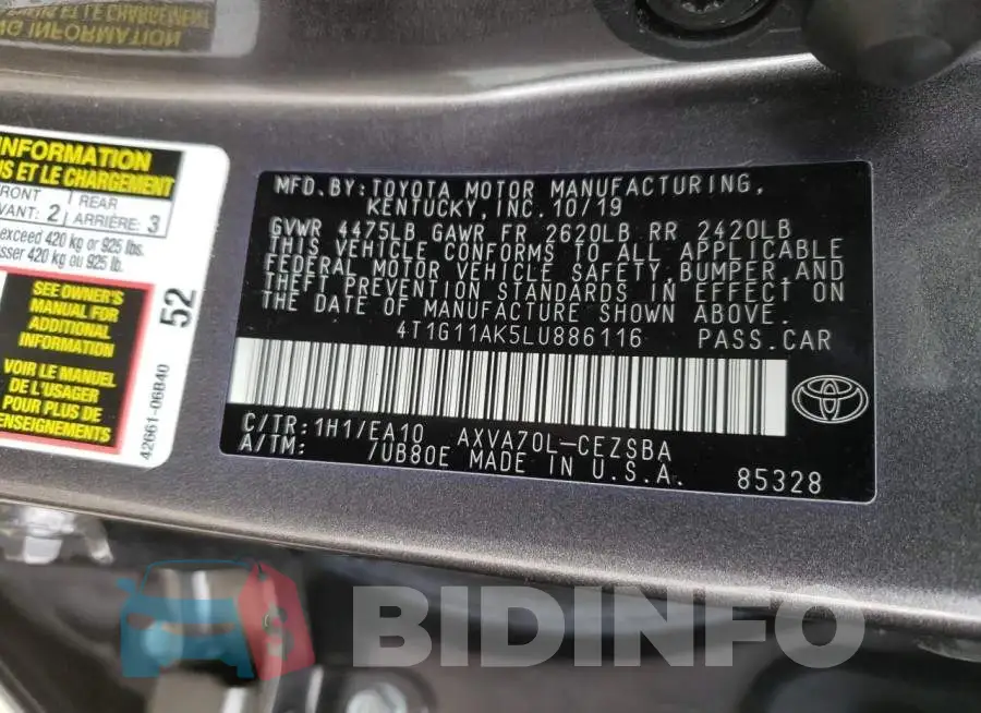 4T1G11AK5LU886116 Photo# 10