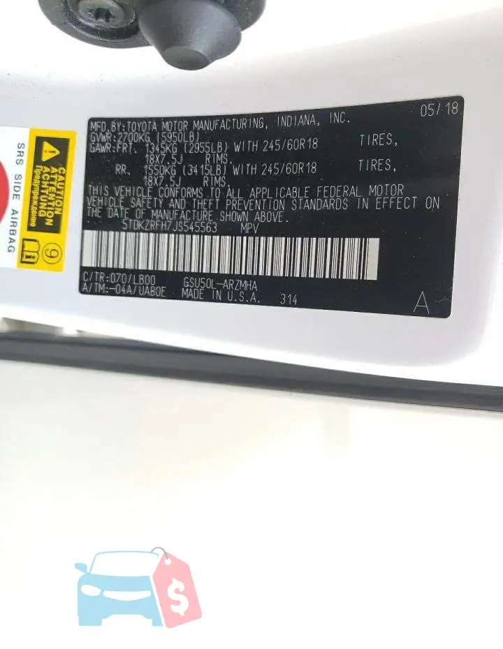 5TDKZRFH7JS545563 Photo# 10