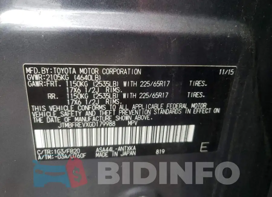 JTMBFREVXGD179988 Photo# 10