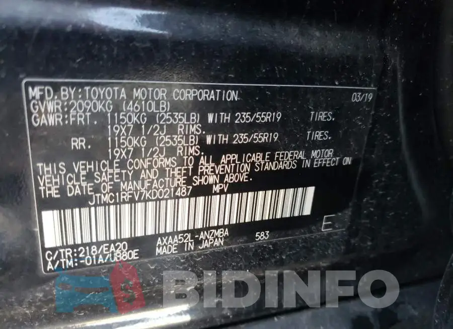 JTMC1RFV7KD021487 Photo# 10