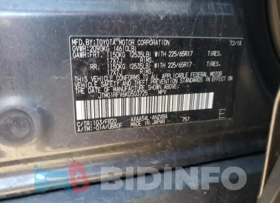 JTMG1RFV6KD503725 Photo# 10