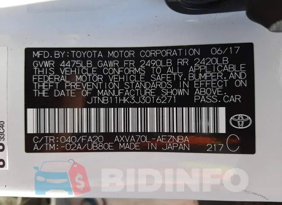 JTNB11HK3J3016271 Photo# 10