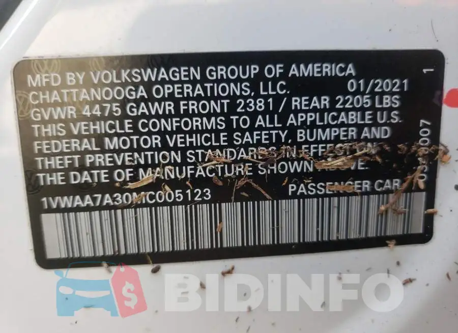 1VWAA7A30MC005123 Photo# 10