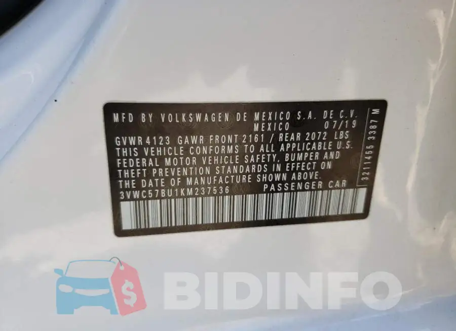 3VWC57BU1KM237536 Photo# 10