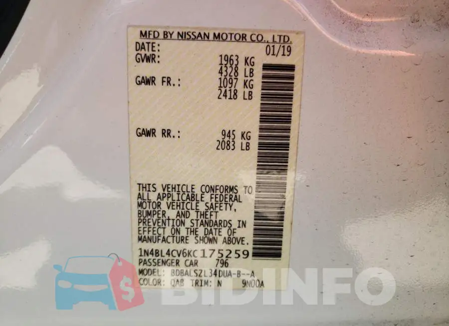 1N4BL4CV6KC175259 Photo# 10