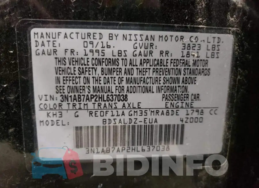 3N1AB7AP2HL637038 Photo# 10