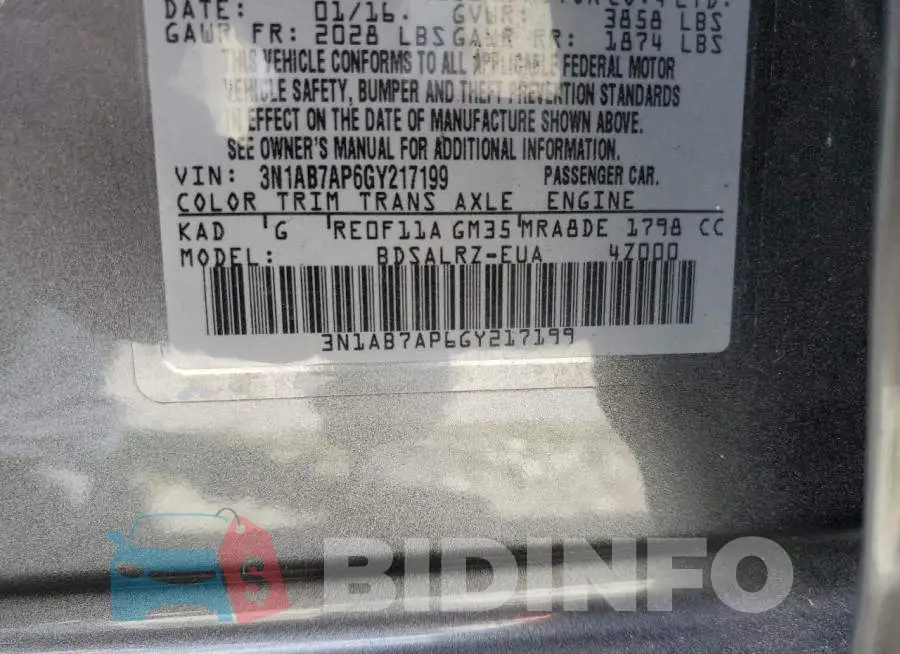 3N1AB7AP6GY217199 Photo# 10