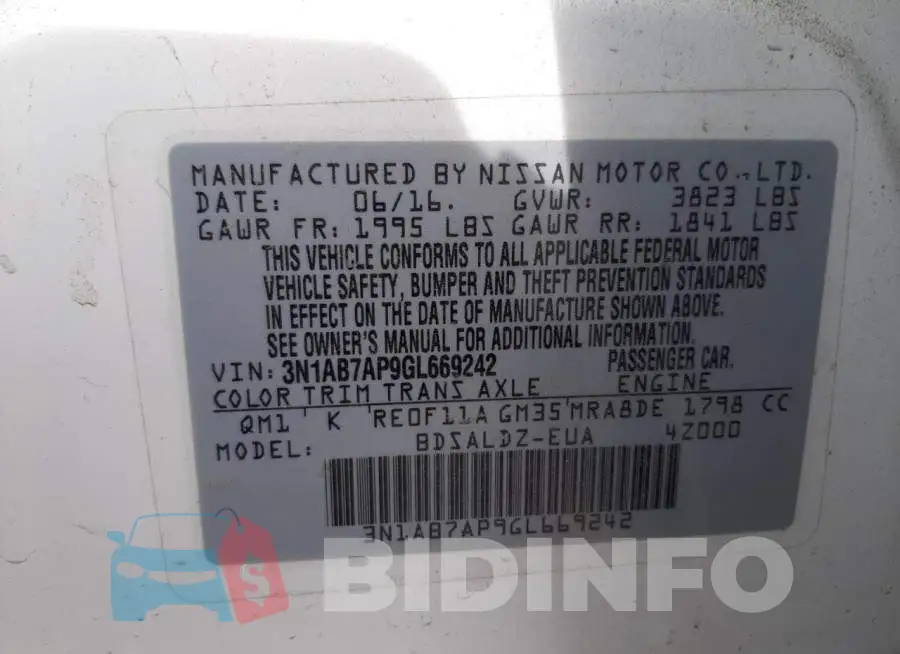 3N1AB7AP9GL669242 Photo# 10