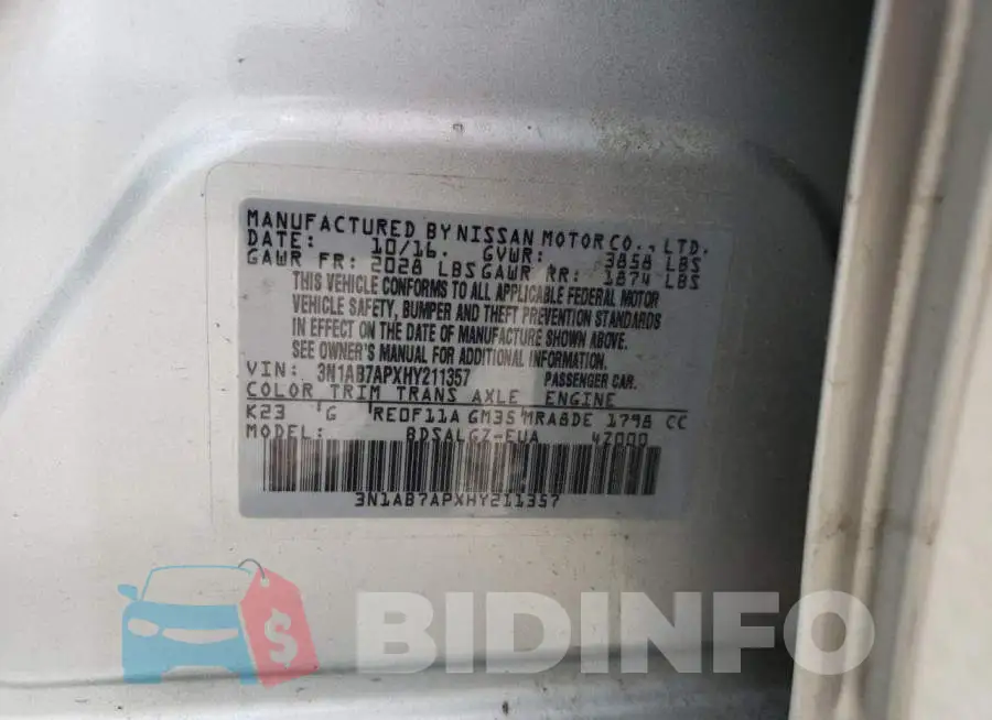 3N1AB7APXHY211357 Photo# 10
