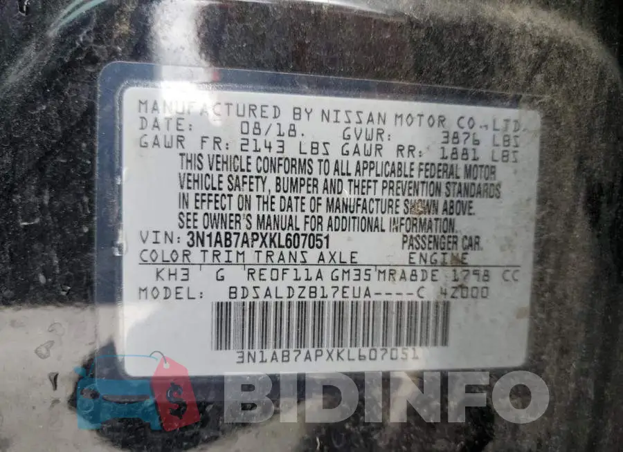 3N1AB7APXKL607051 Photo# 10