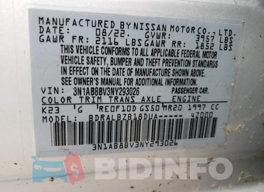 3N1AB8BV3NY293026 Photo# 10