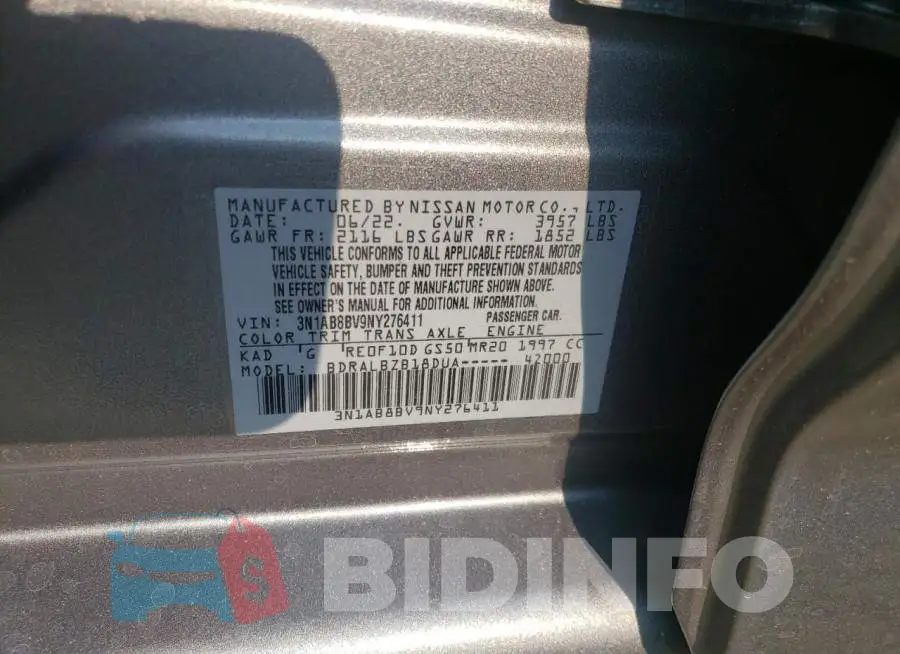 3N1AB8BV9NY276411 Photo# 10
