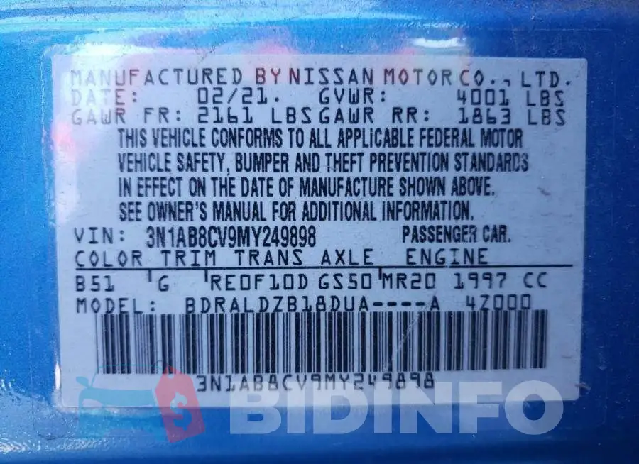 3N1AB8CV9MY249898 Photo# 10
