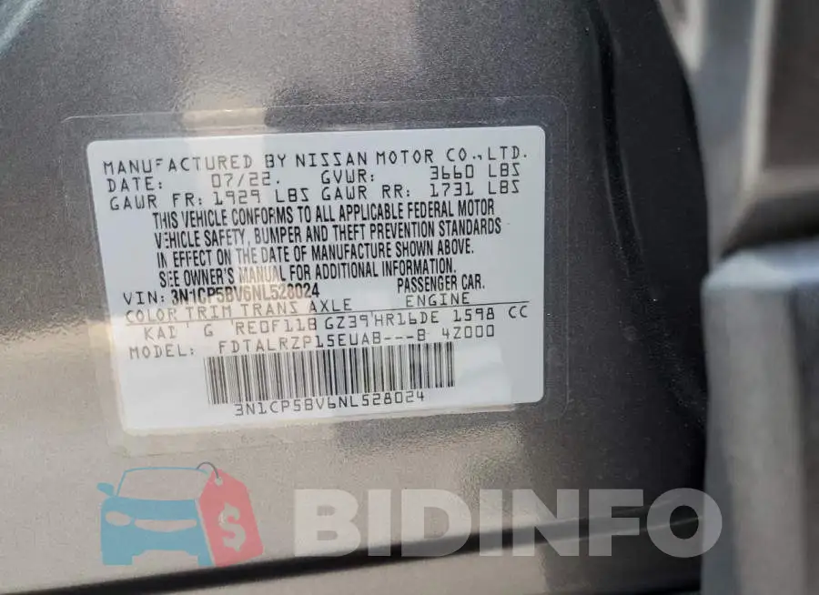 3N1CP5BV6NL528024 Photo# 10