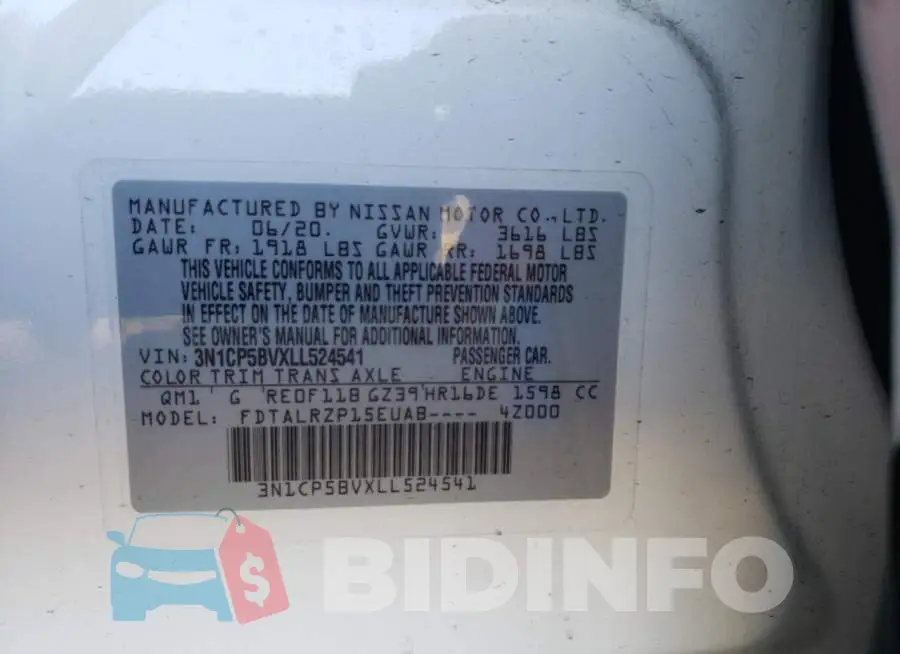 3N1CP5BVXLL524541 Photo# 10