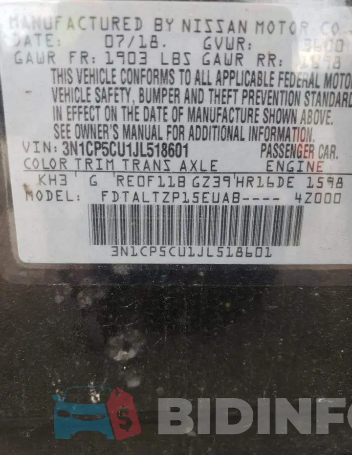 3N1CP5CU1JL518601 Photo# 10