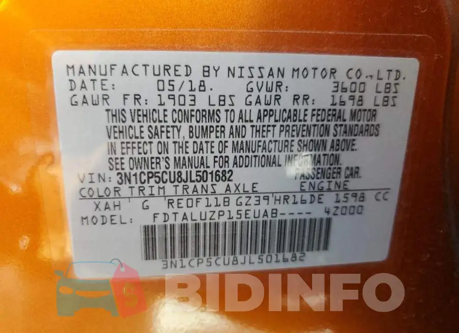 3N1CP5CU8JL501682 Photo# 10