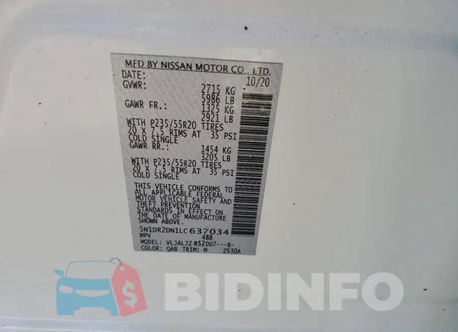 5N1DR2DN1LC637034 Photo# 10