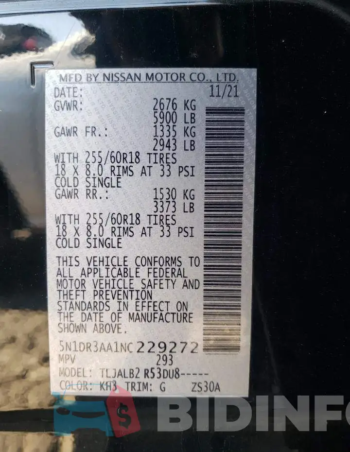5N1DR3AA1NC229272 Photo# 10