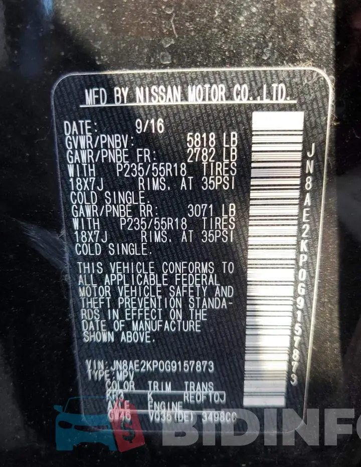 JN8AE2KP0G9157873 Photo# 10